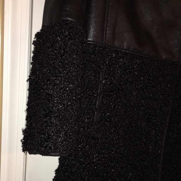 Max Studio BOUTIQEBLACK TEXTURED LEATHER & SHEARLING NWT COAT SIZE SMALL - Picture 6 of 11